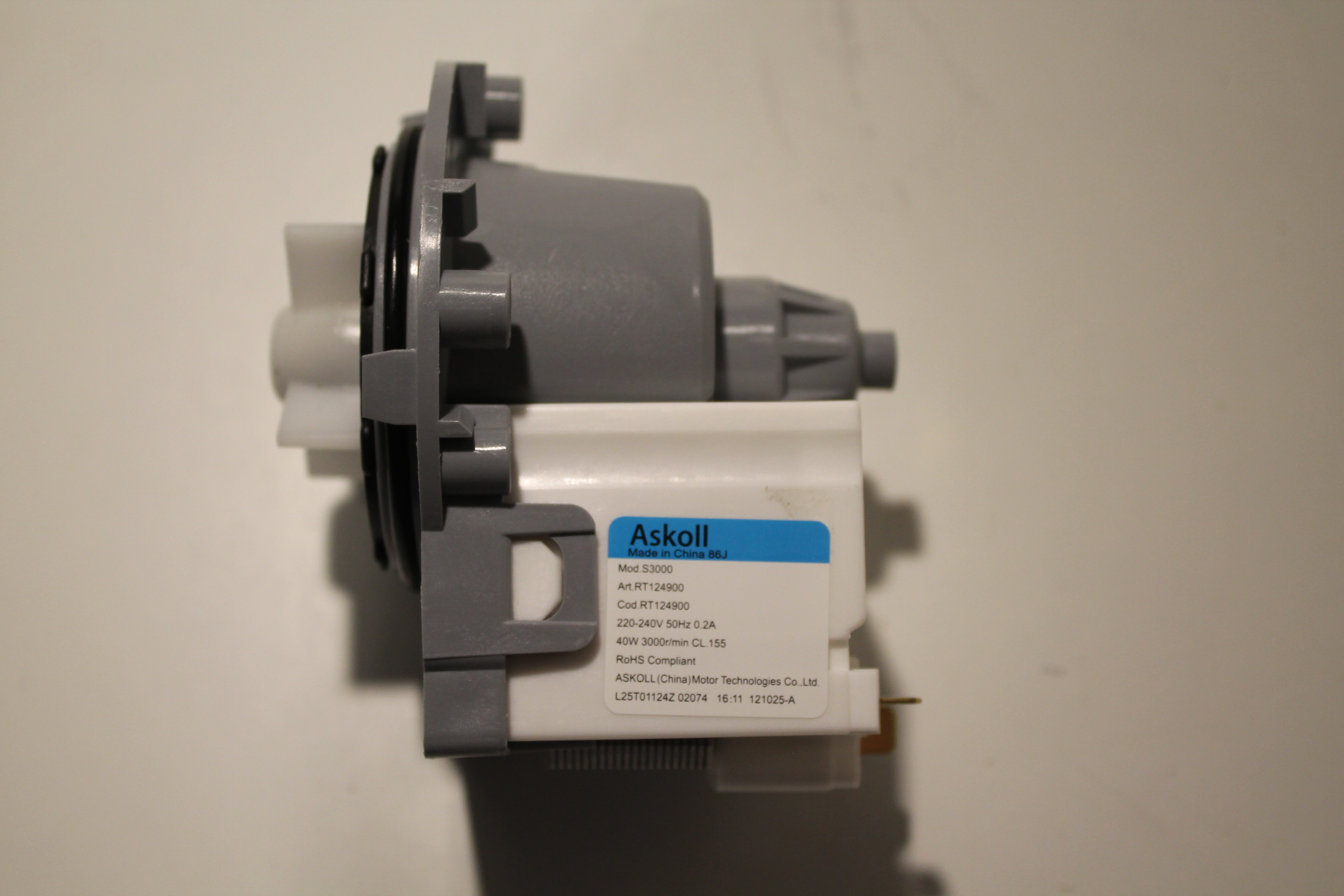 PMP000UN Насос ASKOLL 40W, Original Washing Machine Motor 40W (S3000) Copper Wire RT11 (Медная обмот